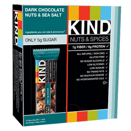 KIND Nuts & Spices Dark Chocolate Nuts & Sea Salt 1.4 Ounce 12 Count