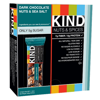 KIND Nuts & Spices Dark Chocolate Nuts & Sea Salt 1.4 Ounce 12 Count