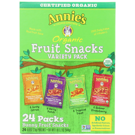 nnie's Homegrown Organic Bunny Fruit Snacks Variety Pack 24 ct