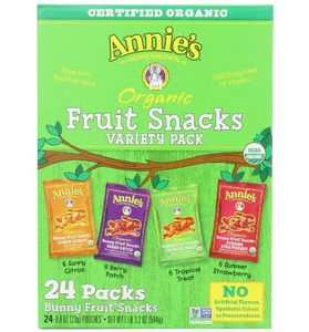 nnie's Homegrown Organic Bunny Fruit Snacks Variety Pack 24 ct